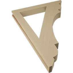 Ekena Millwork - BKTUR035X32X44OLY06RCPR - Timberthane Faux Wood Olympic Style Bracket, Slat Ends, 3 1/2"W x 32"D x 44"H, Primed Tan
