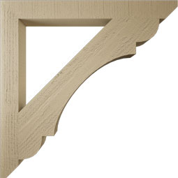 Ekena Millwork - BKTUR035X34X34OLY06RCPR - Timberthane Faux Wood Olympic Style Bracket, Slat Ends, 3 1/2"W x 34"D x 34"H, Primed Tan