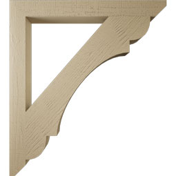 Ekena Millwork - BKTUR035X34X38OLY06RCPR - Timberthane Faux Wood Olympic Style Bracket, Slat Ends, 3 1/2"W x 34"D x 38"H, Primed Tan