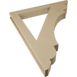 Ekena Millwork - BKTUR035X34X40OLY06RCPR - Timberthane Faux Wood Olympic Style Bracket, Slat Ends, 3 1/2"W x 34"D x 40"H, Primed Tan