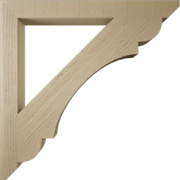 Ekena Millwork - BKTUR035X36X36OLY06RCPR - Timberthane Faux Wood Olympic Style Bracket, Slat Ends, 3 1/2"W x 36"D x 36"H, Primed Tan