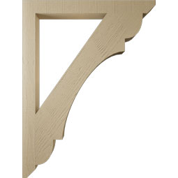 Ekena Millwork - BKTUR035X36X48OLY06RCPR - Timberthane Faux Wood Olympic Style Bracket, Slat Ends, 3 1/2"W x 36"D x 48"H, Primed Tan