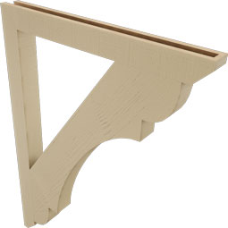 Ekena Millwork - BKTUR035X36X48OLY06RCPR - Timberthane Faux Wood Olympic Style Bracket, Slat Ends, 3 1/2"W x 36"D x 48"H, Primed Tan
