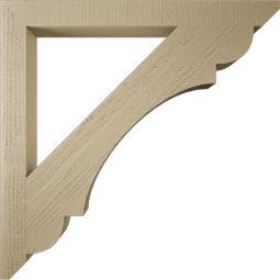Ekena Millwork - BKTUR035X38X38OLY06RCPR - Timberthane Faux Wood Olympic Style Bracket, Slat Ends, 3 1/2"W x 38"D x 38"H, Primed Tan