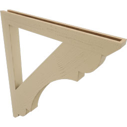 Ekena Millwork - BKTUR035X38X44OLY06RCPR - Timberthane Faux Wood Olympic Style Bracket, Slat Ends, 3 1/2"W x 38"D x 44"H, Primed Tan