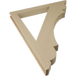 Ekena Millwork - BKTUR035X38X46OLY06RCPR - Timberthane Faux Wood Olympic Style Bracket, Slat Ends, 3 1/2"W x 38"D x 46"H, Primed Tan