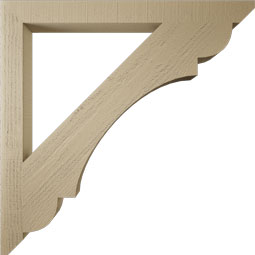 Ekena Millwork - BKTUR035X40X40OLY06RCPR - Timberthane Faux Wood Olympic Style Bracket, Slat Ends, 3 1/2"W x 40"D x 40"H, Primed Tan