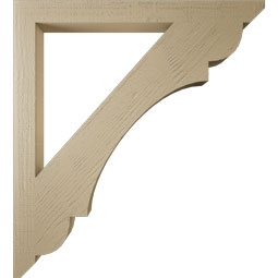 Ekena Millwork - BKTUR035X40X44OLY06RCPR - Timberthane Faux Wood Olympic Style Bracket, Slat Ends, 3 1/2"W x 40"D x 44"H, Primed Tan