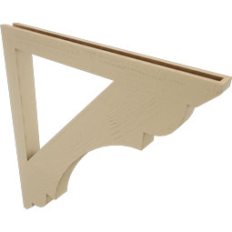 Ekena Millwork - BKTUR035X40X44OLY06RCPR - Timberthane Faux Wood Olympic Style Bracket, Slat Ends, 3 1/2"W x 40"D x 44"H, Primed Tan