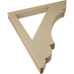 Ekena Millwork - BKTUR035X40X44OLY06RCPR - Timberthane Faux Wood Olympic Style Bracket, Slat Ends, 3 1/2"W x 40"D x 44"H, Primed Tan
