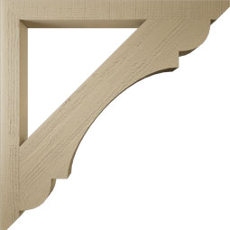 Ekena Millwork - BKTUR035X42X42OLY06RCPR - Timberthane Faux Wood Olympic Style Bracket, Slat Ends, 3 1/2"W x 42"D x 42"H, Primed Tan