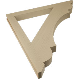 Ekena Millwork - BKTUR035X42X42OLY06RCPR - Timberthane Faux Wood Olympic Style Bracket, Slat Ends, 3 1/2"W x 42"D x 42"H, Primed Tan