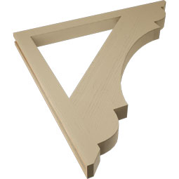 Ekena Millwork - BKTUR035X46X46OLY06RCPR - Timberthane Faux Wood Olympic Style Bracket, Slat Ends, 3 1/2"W x 46"D x 46"H, Primed Tan