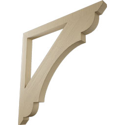 Ekena Millwork - BKTUR035X46X46OLY06RCPR - Timberthane Faux Wood Olympic Style Bracket, Slat Ends, 3 1/2"W x 46"D x 46"H, Primed Tan