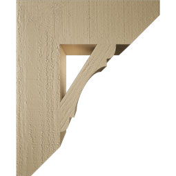 Ekena Millwork - BKTUR055X18X22OLY06RCPR - Timberthane Faux Wood Olympic Style Bracket, Slat Ends, 5 1/2"W x 18"D x 22"H, Primed Tan