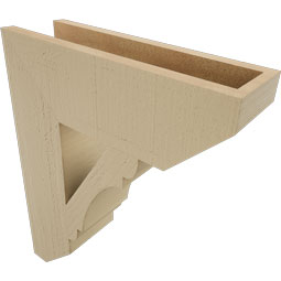 Ekena Millwork - BKTUR055X18X22OLY06RCPR - Timberthane Faux Wood Olympic Style Bracket, Slat Ends, 5 1/2"W x 18"D x 22"H, Primed Tan