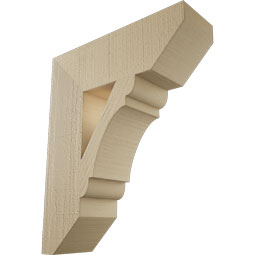 Ekena Millwork - BKTUR055X18X22OLY06RCPR - Timberthane Faux Wood Olympic Style Bracket, Slat Ends, 5 1/2"W x 18"D x 22"H, Primed Tan