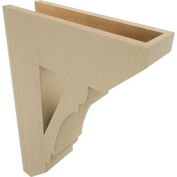 Ekena Millwork - BKTUR055X18X26OLY06RCPR - Timberthane Faux Wood Olympic Style Bracket, Slat Ends, 5 1/2"W x 18"D x 26"H, Primed Tan