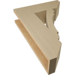 Ekena Millwork - BKTUR055X18X26OLY06RCPR - Timberthane Faux Wood Olympic Style Bracket, Slat Ends, 5 1/2"W x 18"D x 26"H, Primed Tan