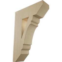 Ekena Millwork - BKTUR055X18X26OLY06RCPR - Timberthane Faux Wood Olympic Style Bracket, Slat Ends, 5 1/2"W x 18"D x 26"H, Primed Tan
