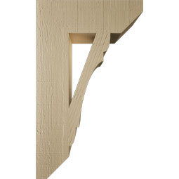 Ekena Millwork - BKTUR055X18X30OLY06RCPR - Timberthane Faux Wood Olympic Style Bracket, Slat Ends, 5 1/2"W x 18"D x 30"H, Primed Tan