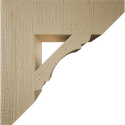 Ekena Millwork - BKTUR055X20X20OLY06RCPR - Timberthane Faux Wood Olympic Style Bracket, Slat Ends, 5 1/2"W x 20"D x 20"H, Primed Tan