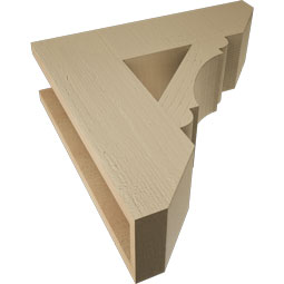 Ekena Millwork - BKTUR055X20X20OLY06RCPR - Timberthane Faux Wood Olympic Style Bracket, Slat Ends, 5 1/2"W x 20"D x 20"H, Primed Tan