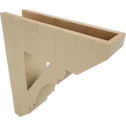 Ekena Millwork - BKTUR055X20X24OLY06RCPR - Timberthane Faux Wood Olympic Style Bracket, Slat Ends, 5 1/2"W x 20"D x 24"H, Primed Tan