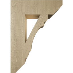 Ekena Millwork - BKTUR055X20X28OLY06RCPR - Timberthane Faux Wood Olympic Style Bracket, Slat Ends, 5 1/2"W x 20"D x 28"H, Primed Tan