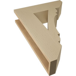 Ekena Millwork - BKTUR055X20X28OLY06RCPR - Timberthane Faux Wood Olympic Style Bracket, Slat Ends, 5 1/2"W x 20"D x 28"H, Primed Tan