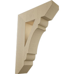 Ekena Millwork - BKTUR055X20X28OLY06RCPR - Timberthane Faux Wood Olympic Style Bracket, Slat Ends, 5 1/2"W x 20"D x 28"H, Primed Tan