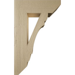 Ekena Millwork - BKTUR055X20X32OLY06RCPR - Timberthane Faux Wood Olympic Style Bracket, Slat Ends, 5 1/2"W x 20"D x 32"H, Primed Tan