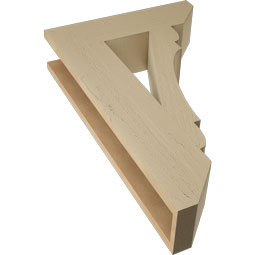 Ekena Millwork - BKTUR055X20X32OLY06RCPR - Timberthane Faux Wood Olympic Style Bracket, Slat Ends, 5 1/2"W x 20"D x 32"H, Primed Tan