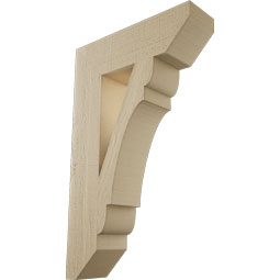 Ekena Millwork - BKTUR055X20X32OLY06RCPR - Timberthane Faux Wood Olympic Style Bracket, Slat Ends, 5 1/2"W x 20"D x 32"H, Primed Tan
