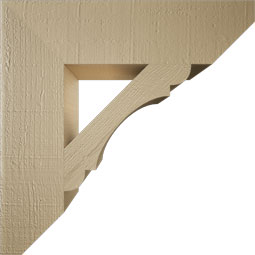 Ekena Millwork - BKTUR055X22X22OLY06RCPR - Timberthane Faux Wood Olympic Style Bracket, Slat Ends, 5 1/2"W x 22"D x 22"H, Primed Tan