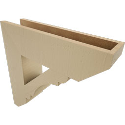 Ekena Millwork - BKTUR055X22X22OLY06RCPR - Timberthane Faux Wood Olympic Style Bracket, Slat Ends, 5 1/2"W x 22"D x 22"H, Primed Tan