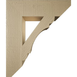 Ekena Millwork - BKTUR055X22X26OLY06RCPR - Timberthane Faux Wood Olympic Style Bracket, Slat Ends, 5 1/2"W x 22"D x 26"H, Primed Tan