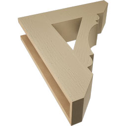 Ekena Millwork - BKTUR055X22X26OLY06RCPR - Timberthane Faux Wood Olympic Style Bracket, Slat Ends, 5 1/2"W x 22"D x 26"H, Primed Tan