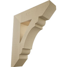 Ekena Millwork - BKTUR055X22X26OLY06RCPR - Timberthane Faux Wood Olympic Style Bracket, Slat Ends, 5 1/2"W x 22"D x 26"H, Primed Tan