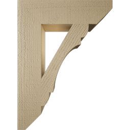 Ekena Millwork - BKTUR055X22X30OLY06RCPR - Timberthane Faux Wood Olympic Style Bracket, Slat Ends, 5 1/2"W x 22"D x 30"H, Primed Tan
