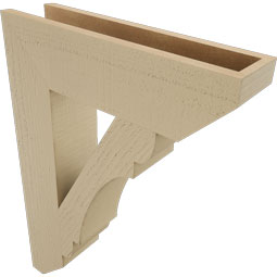 Ekena Millwork - BKTUR055X22X30OLY06RCPR - Timberthane Faux Wood Olympic Style Bracket, Slat Ends, 5 1/2"W x 22"D x 30"H, Primed Tan