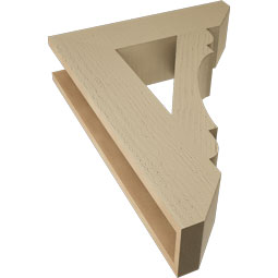 Ekena Millwork - BKTUR055X22X30OLY06RCPR - Timberthane Faux Wood Olympic Style Bracket, Slat Ends, 5 1/2"W x 22"D x 30"H, Primed Tan
