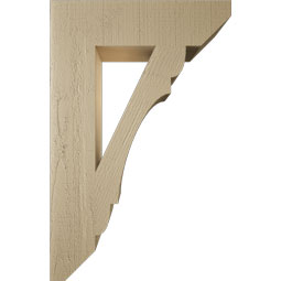 Ekena Millwork - BKTUR055X22X34OLY06RCPR - Timberthane Faux Wood Olympic Style Bracket, Slat Ends, 5 1/2"W x 22"D x 34"H, Primed Tan