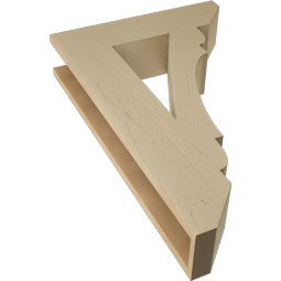 Ekena Millwork - BKTUR055X22X34OLY06RCPR - Timberthane Faux Wood Olympic Style Bracket, Slat Ends, 5 1/2"W x 22"D x 34"H, Primed Tan