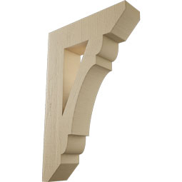 Ekena Millwork - BKTUR055X22X34OLY06RCPR - Timberthane Faux Wood Olympic Style Bracket, Slat Ends, 5 1/2"W x 22"D x 34"H, Primed Tan