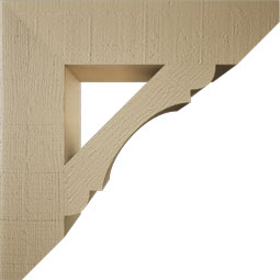 Ekena Millwork - BKTUR055X24X24OLY06RCPR - Timberthane Faux Wood Olympic Style Bracket, Slat Ends, 5 1/2"W x 24"D x 24"H, Primed Tan