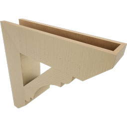 Ekena Millwork - BKTUR055X24X24OLY06RCPR - Timberthane Faux Wood Olympic Style Bracket, Slat Ends, 5 1/2"W x 24"D x 24"H, Primed Tan