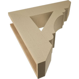Ekena Millwork - BKTUR055X24X24OLY06RCPR - Timberthane Faux Wood Olympic Style Bracket, Slat Ends, 5 1/2"W x 24"D x 24"H, Primed Tan