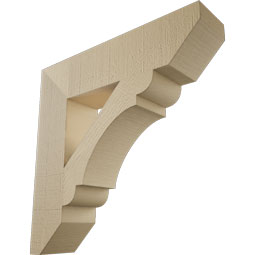 Ekena Millwork - BKTUR055X24X24OLY06RCPR - Timberthane Faux Wood Olympic Style Bracket, Slat Ends, 5 1/2"W x 24"D x 24"H, Primed Tan