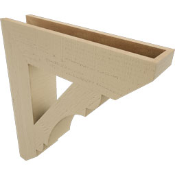 Ekena Millwork - BKTUR055X24X28OLY06RCPR - Timberthane Faux Wood Olympic Style Bracket, Slat Ends, 5 1/2"W x 24"D x 28"H, Primed Tan